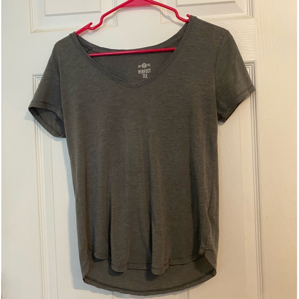 Gray V-neck Top